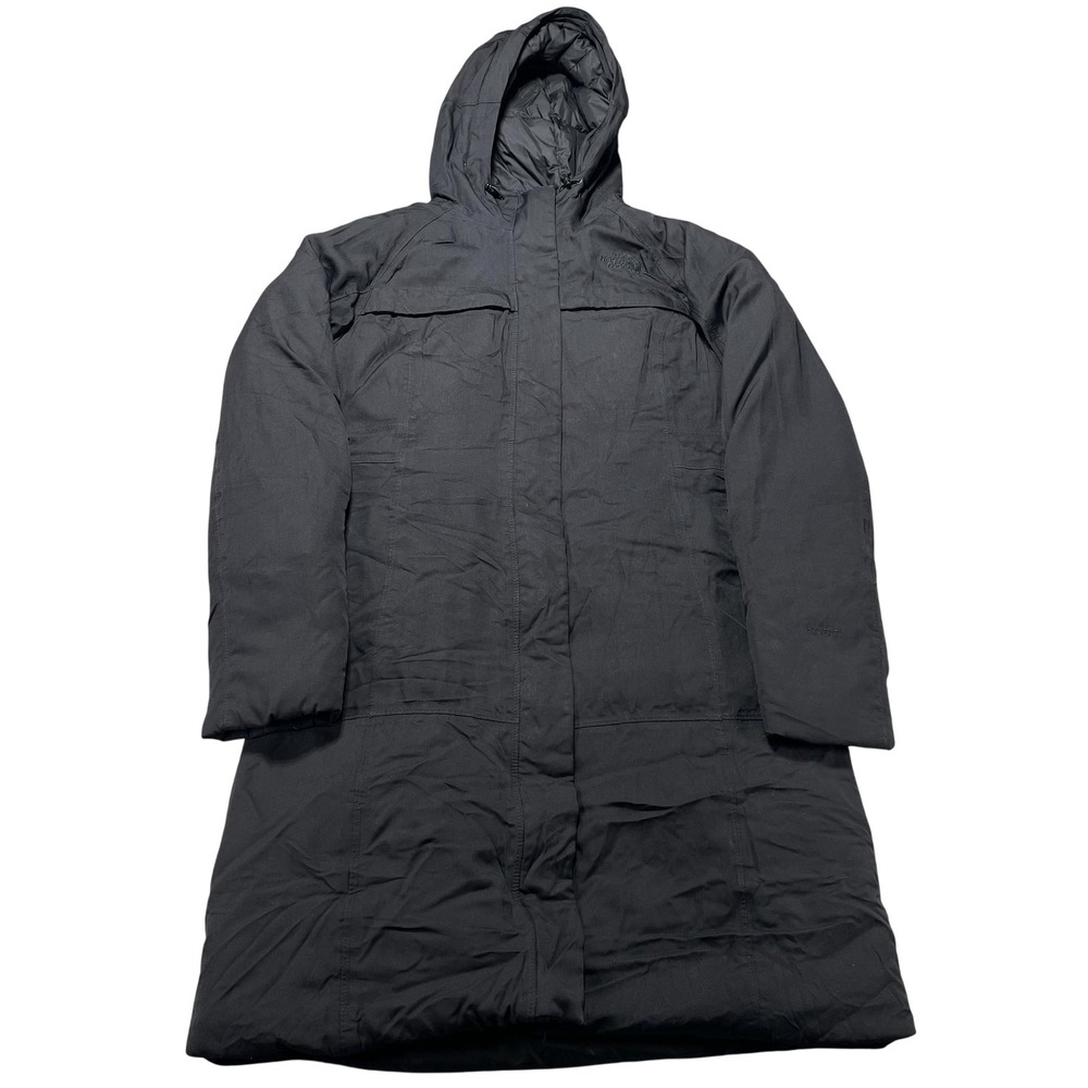 The North Face Coat Womens Small Black Down HyVent Hooded Long Puffer Parka